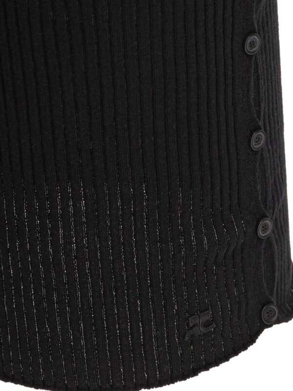 "Courrèges" jupe femme noire en coton et laine mérinos – Image 4