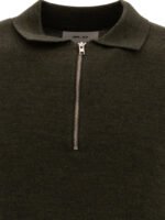 "NN.07" Polo zippé homme vert en laine coupe regular – Image 3