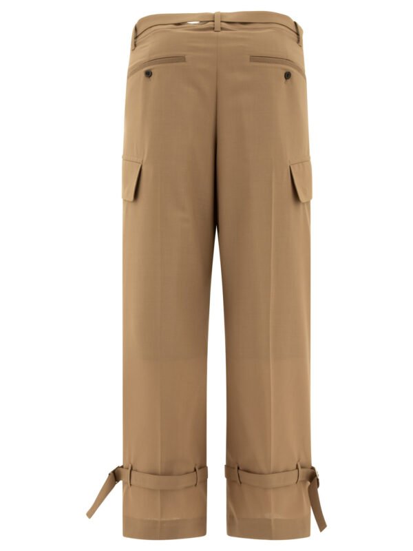 "Sacai" pantalon ceinturé marron en polyester et laine coupe regular pour homme – Image 2