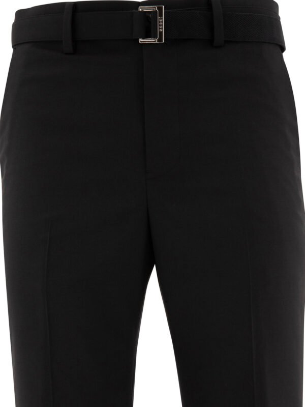 "Sacai" pantalon ceinturé homme noir en polyester et laine coupe regular - Image 3