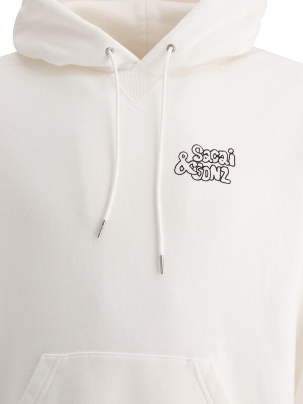 "Sacai" sweat à capuche blanc en coton coupe regular pour homme – Image 3