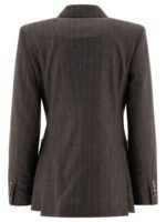 "Max Mara" blazer Maracas à rayures femme gris en cachemire coupe regular - Image 2