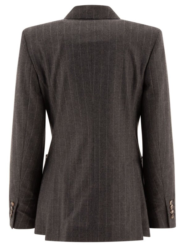 "Max Mara" blazer Maracas à rayures femme gris en cachemire coupe regular - Image 2
