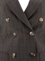 "Max Mara" blazer Maracas à rayures femme gris en cachemire coupe regular - Image 3
