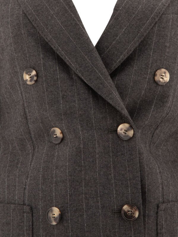 "Max Mara" blazer Maracas à rayures femme gris en cachemire coupe regular - Image 3