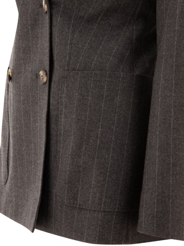 "Max Mara" blazer Maracas à rayures femme gris en cachemire coupe regular - Image 4