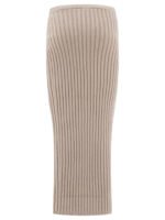 "Max Mara" jupe femme beige en laine et cachemire coupe slim - Image 2