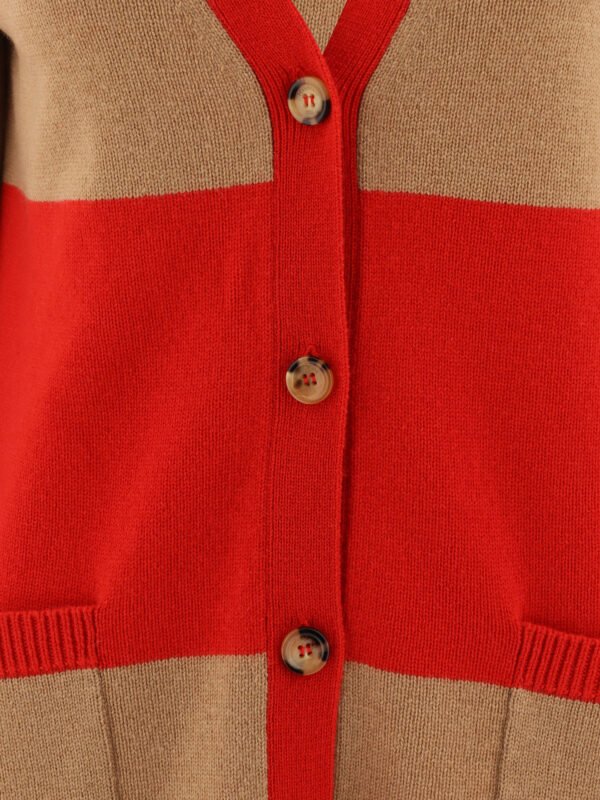 "Max Mara" cardigan rouge et marron en laine et cachemire coupe oversize pour femme – Image 3