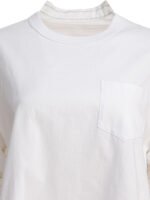 "Sacai" t-shirt femme blanc en jersey de coton et organza – Image 3
