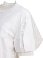 "Sacai" t-shirt femme blanc en jersey de coton et organza – Image 4