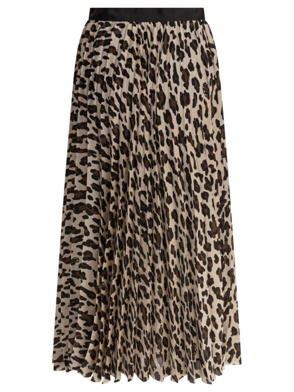 "Sacai" jupe léopard femme marron plissée en polyester coupe regular - Image 2