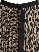 "Sacai" jupe léopard femme marron plissée en polyester coupe regular - Image 3