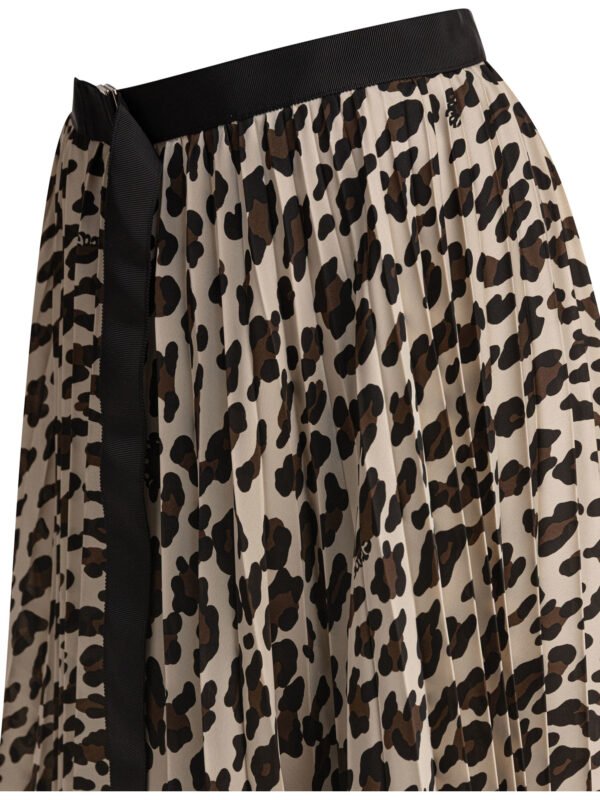 "Sacai" jupe léopard femme marron plissée en polyester coupe regular - Image 4