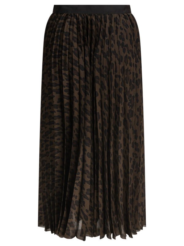 "Sacai" jupe femme marron plissée imprimé léopard en polyester - Image 2