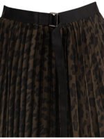 "Sacai" jupe femme marron plissée imprimé léopard en polyester - Image 3