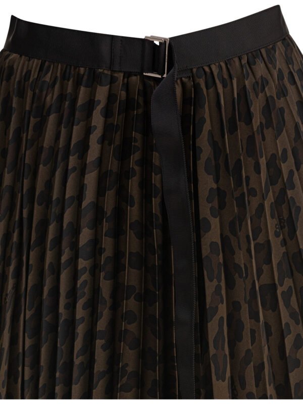 "Sacai" jupe femme marron plissée imprimé léopard en polyester - Image 3