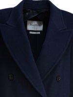 "Max Mara" manteau femme bleu en laine vierge et cachemire coupe classique – Image 3