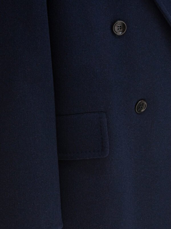 "Max Mara" manteau femme bleu en laine vierge et cachemire coupe classique – Image 4