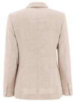 "Max Mara" blazer croisé femme beige en lin coupe regular - Image 2