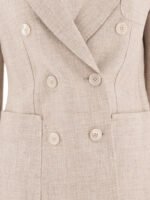 "Max Mara" blazer croisé femme beige en lin coupe regular - Image 3