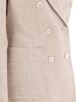 "Max Mara" blazer croisé femme beige en lin coupe regular - Image 4