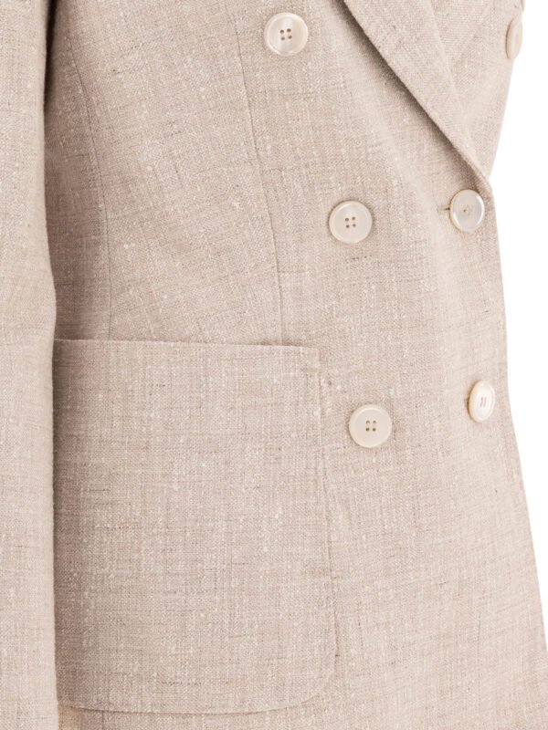 "Max Mara" blazer croisé femme beige en lin coupe regular - Image 4