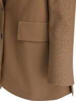 "Max Mara" blazer Kitten femme marron en laine vierge mohair et soie coupe regular - Image 4