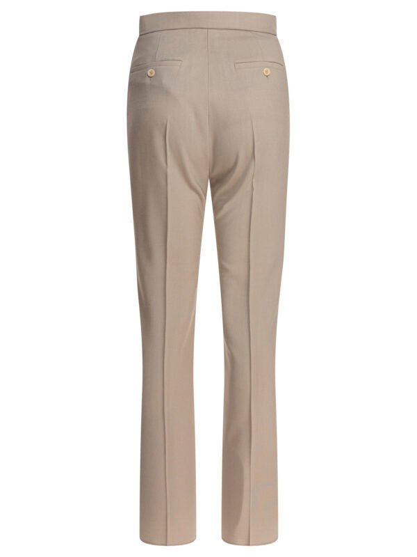 "Max Mara" pantalon femme beige droit en laine, mohair et soie – Image 2