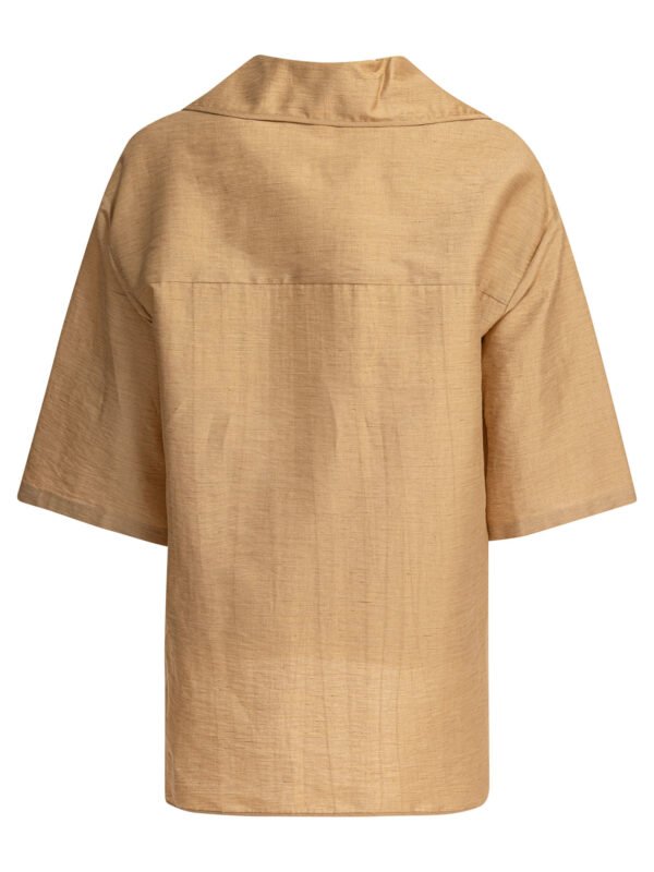 "Max Mara Pure" chemise polo femme dorée en lin, soie et polyamide – Image 2