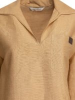"Max Mara Pure" chemise polo femme dorée en lin, soie et polyamide – Image 3