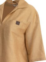 "Max Mara Pure" chemise polo femme dorée en lin, soie et polyamide – Image 4