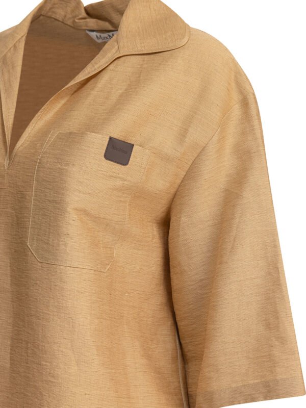 "Max Mara Pure" chemise polo femme dorée en lin, soie et polyamide – Image 4