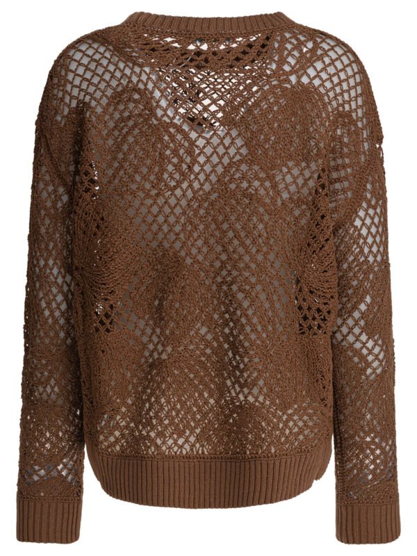 "Max Mara" pull brodé marron en coton coupe décontractée pour femme – Image 2