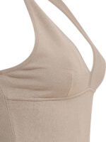 "Max Mara" top femme beige en viscose à col halter – Image 4