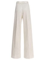 "Max Mara" pantalon blanc large en coton et lin taille haute pour femme – Image 2