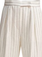 "Max Mara" pantalon blanc large en coton et lin taille haute pour femme – Image 3