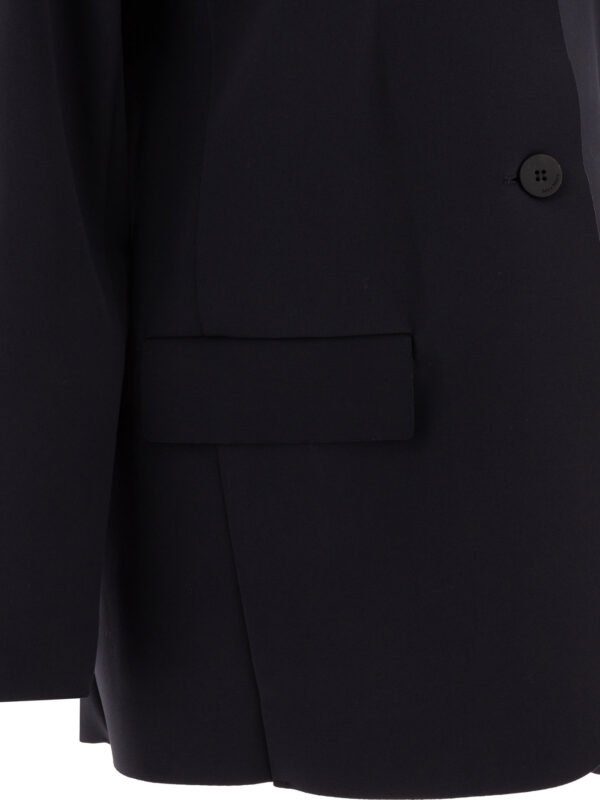 "Max Mara" blazer droit femme bleu nuit en coton coupe regular - Image 4