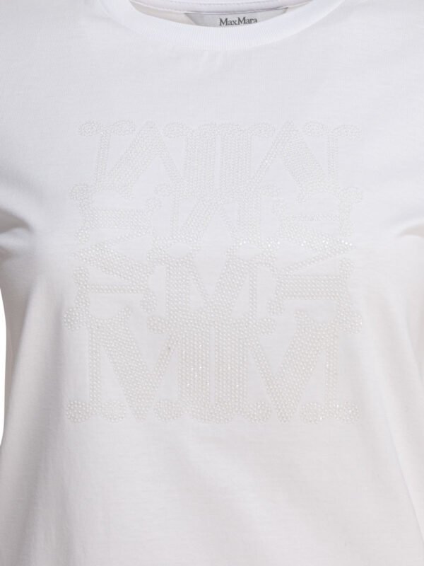 "Max Mara" T-shirt femme blanc en coton coupe regular – Image 3