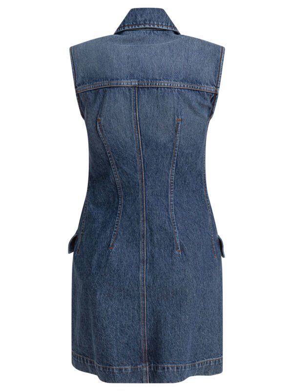 "Max Mara Sportmax" robe femme bleue en denim de coton - Image 2