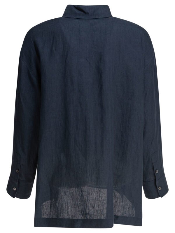 "Max Mara S" chemise femme bleue en lin coupe regular - Image 2