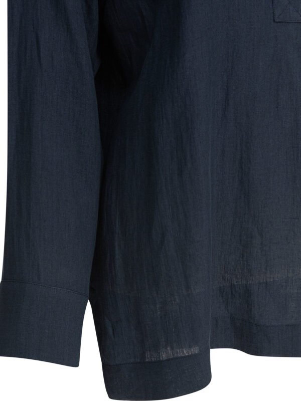 "Max Mara S" chemise femme bleue en lin coupe regular - Image 4