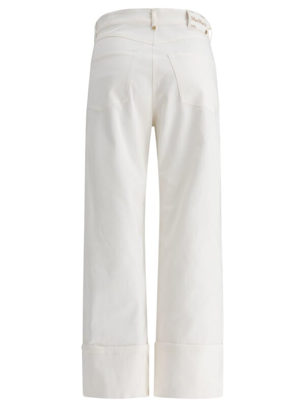 "Max Mara S" pantalon femme blanc en coton coupe regular - Image 2