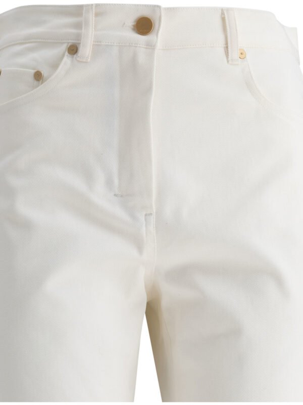 "Max Mara S" pantalon femme blanc en coton coupe regular - Image 3