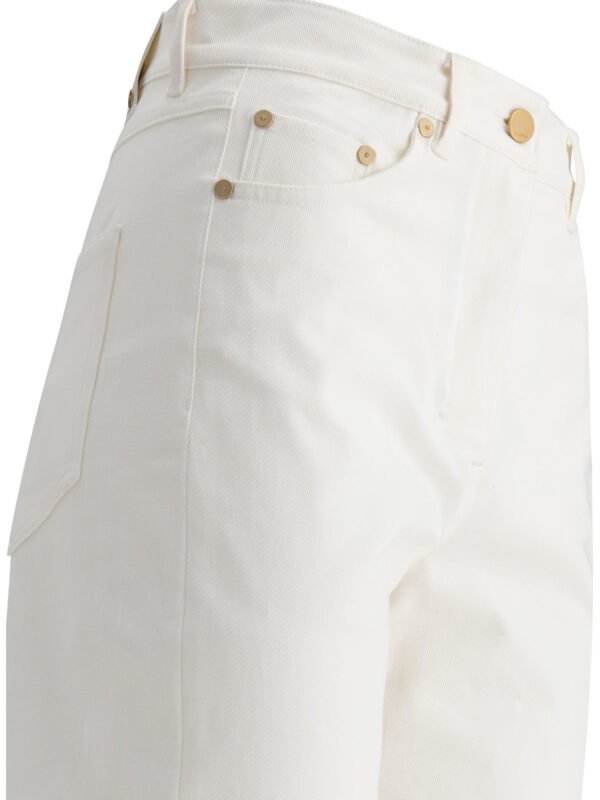 "Max Mara S" pantalon femme blanc en coton coupe regular - Image 4
