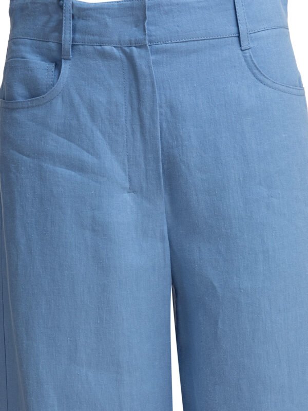 "Max Mara S" pantalon femme bleu clair en lin – Image 3