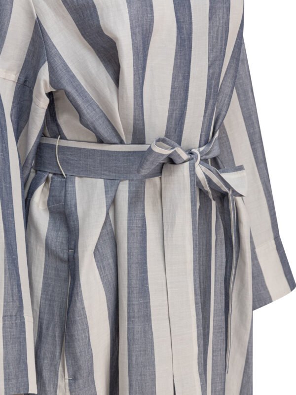 "Max Mara S" robe blanche en ramie et coton pour femme – Image 4