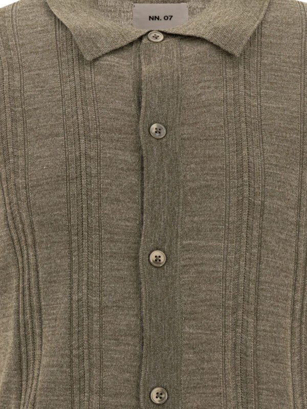 "NN.07" chemise homme verte en laine col classique manches courtes – Image 3