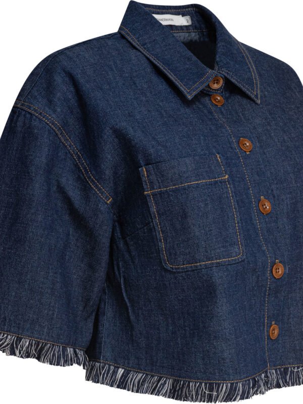 "Zimmermann" chemise femme en denim bleu à franges Rhiannon – Image 4