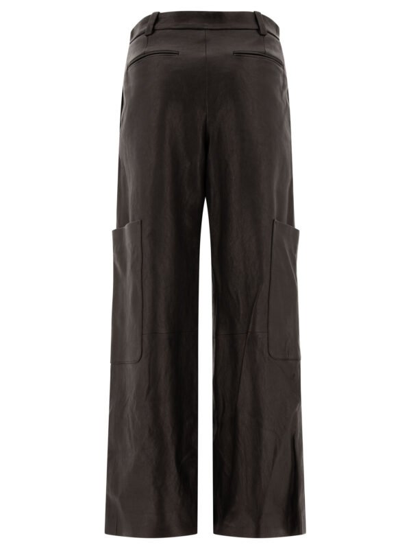 "Khaite" pantalon cargo noir en cuir coupe décontractée pour femme – Image 2