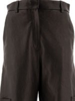 "Khaite" pantalon cargo noir en cuir coupe décontractée pour femme – Image 3